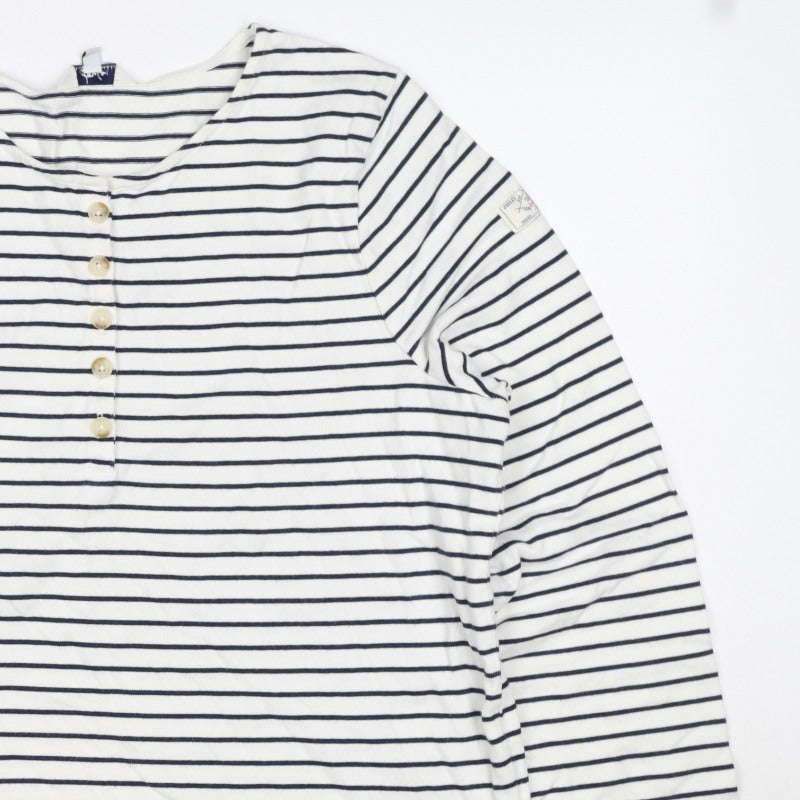 Joules Teens White Navy Stripe UK 14 Jersey Long Sleeve T-Shirt