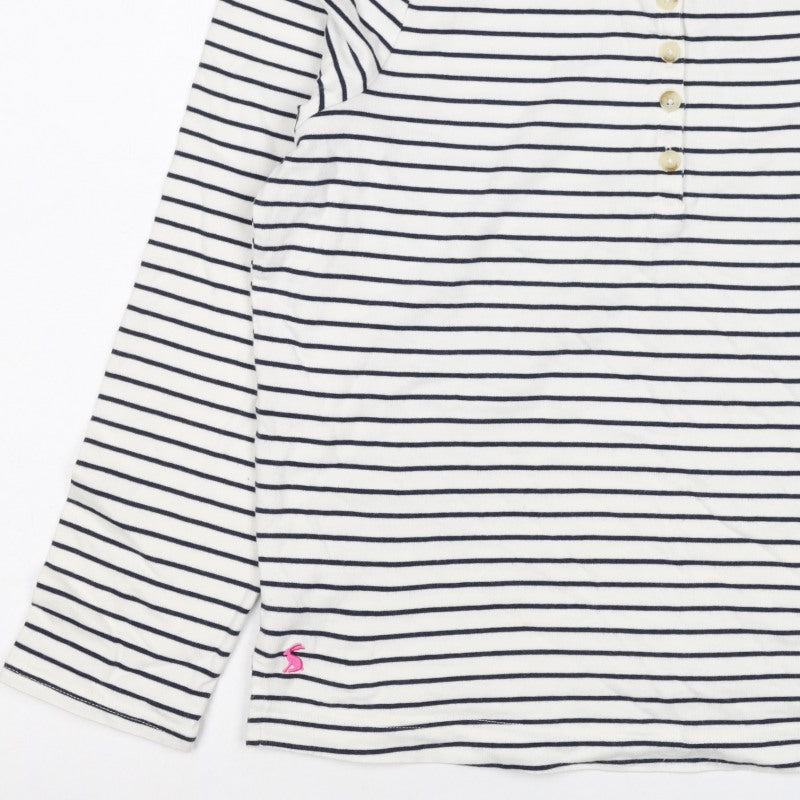 Joules Teens White Navy Stripe UK 14 Jersey Long Sleeve T-Shirt