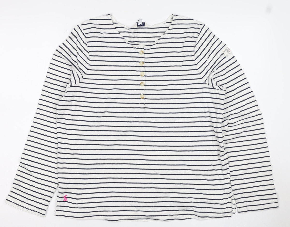 Joules Teens White Navy Stripe UK 14 Jersey Long Sleeve T-Shirt
