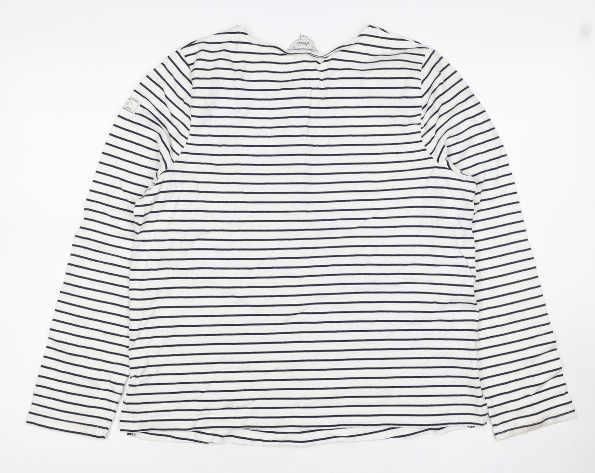 Joules Teens White Navy Stripe UK 14 Jersey Long Sleeve T-Shirt