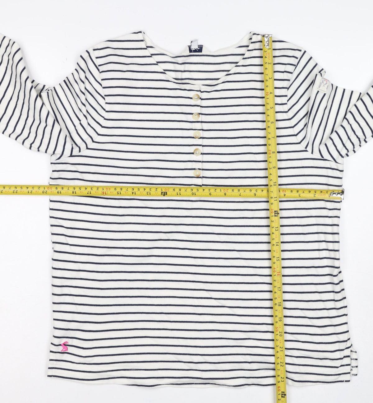 Joules Teens White Navy Stripe UK 14 Jersey Long Sleeve T-Shirt