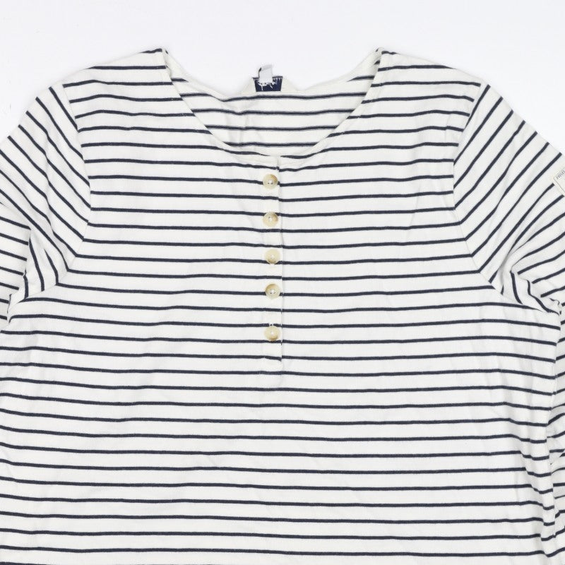 Joules Teens White Navy Stripe UK 14 Jersey Long Sleeve T-Shirt