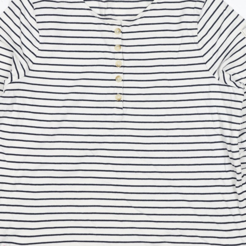 Joules Teens White Navy Stripe UK 14 Jersey Long Sleeve T-Shirt