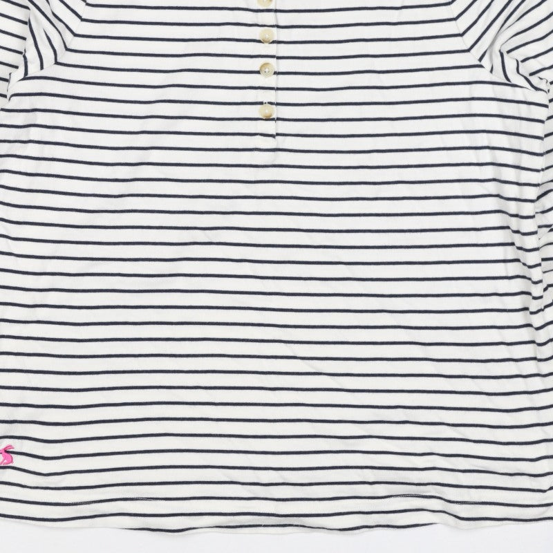 Joules Teens White Navy Stripe UK 14 Jersey Long Sleeve T-Shirt
