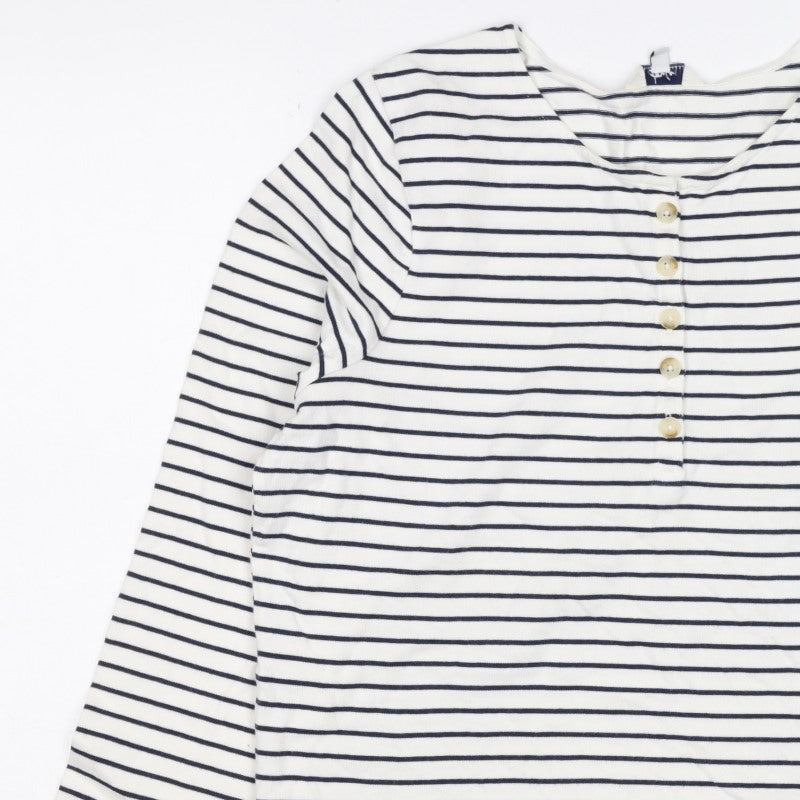 Joules Teens White Navy Stripe UK 14 Jersey Long Sleeve T-Shirt