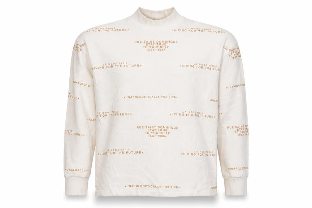 River Island Women’s White S Pullover Graphic Mock Neck Sweatshirt