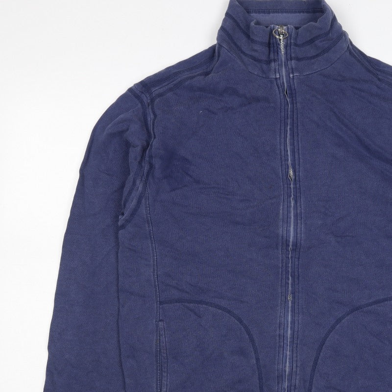 Marks & Spencer Men Blue M Full Zip High Neck Cotton Sweatshirt