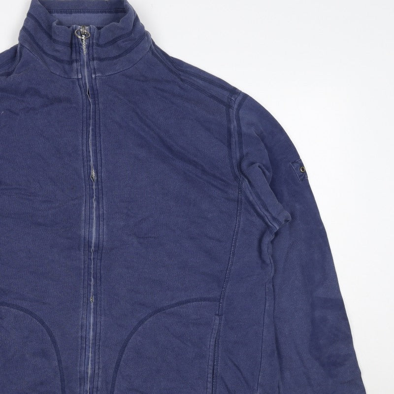 Marks & Spencer Men Blue M Full Zip High Neck Cotton Sweatshirt