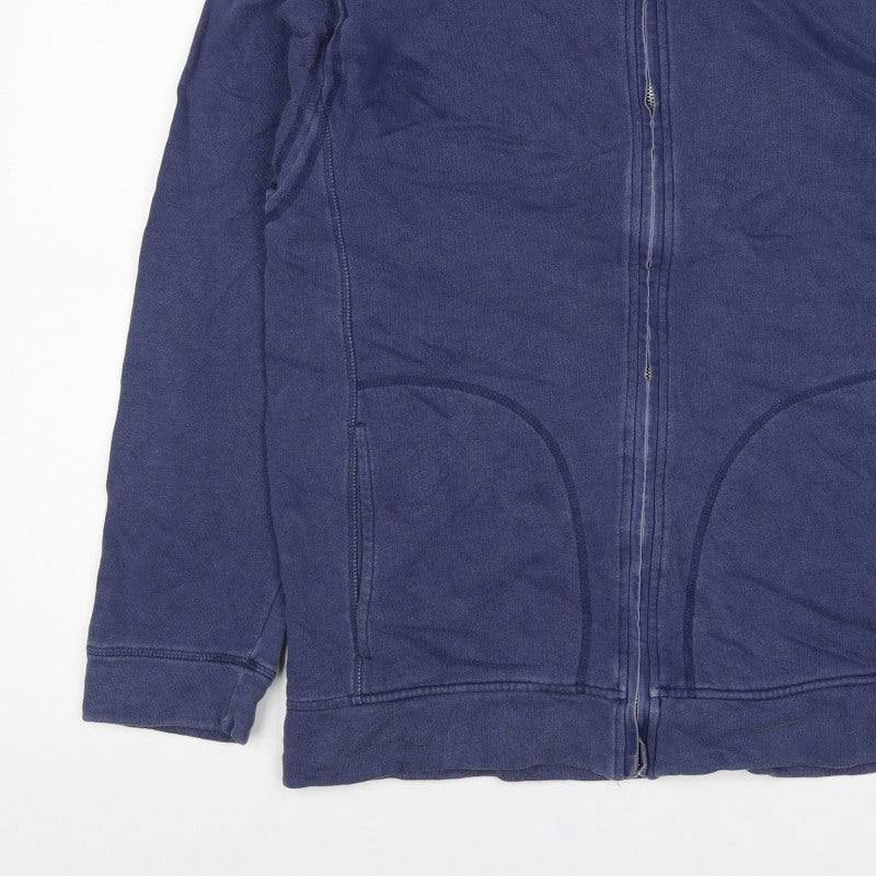 Marks & Spencer Men Blue M Full Zip High Neck Cotton Sweatshirt