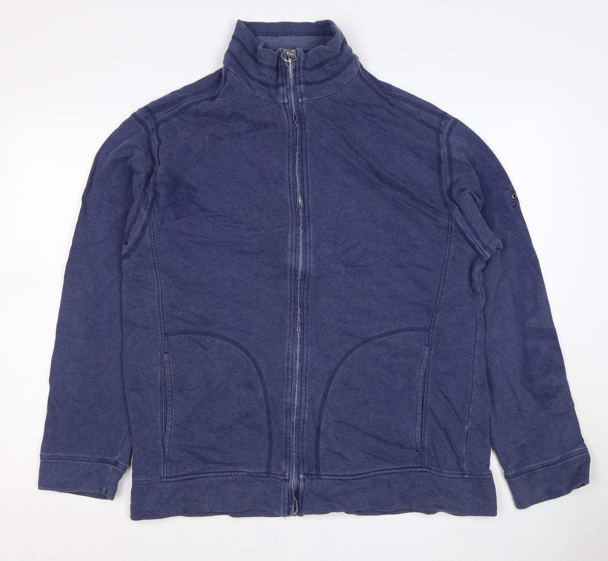 Marks & Spencer Men Blue M Full Zip High Neck Cotton Sweatshirt