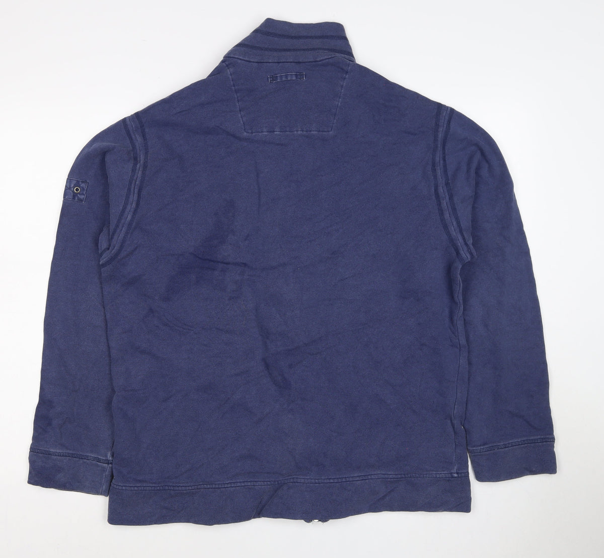 Marks & Spencer Men Blue M Full Zip High Neck Cotton Sweatshirt