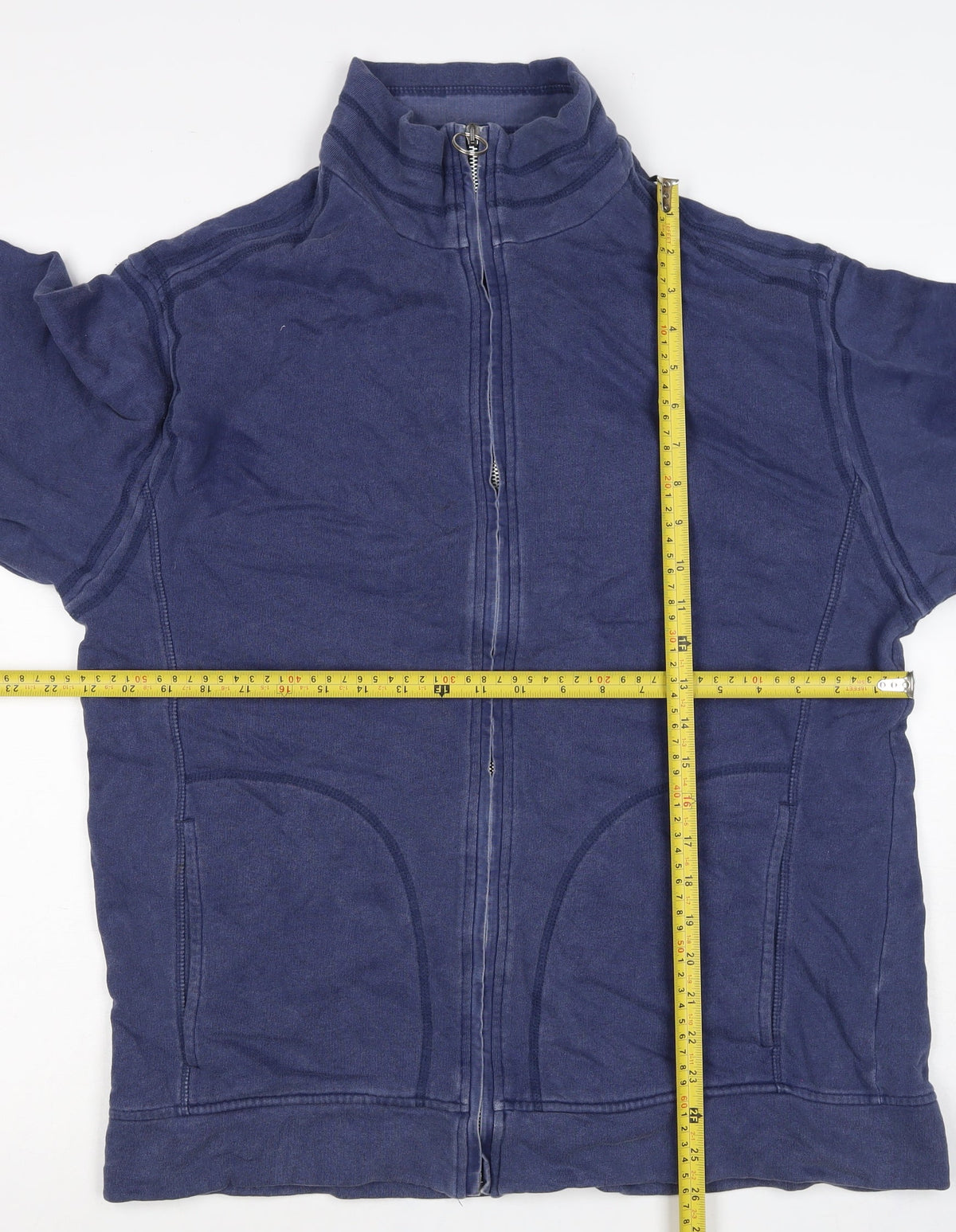 Marks & Spencer Men Blue M Full Zip High Neck Cotton Sweatshirt