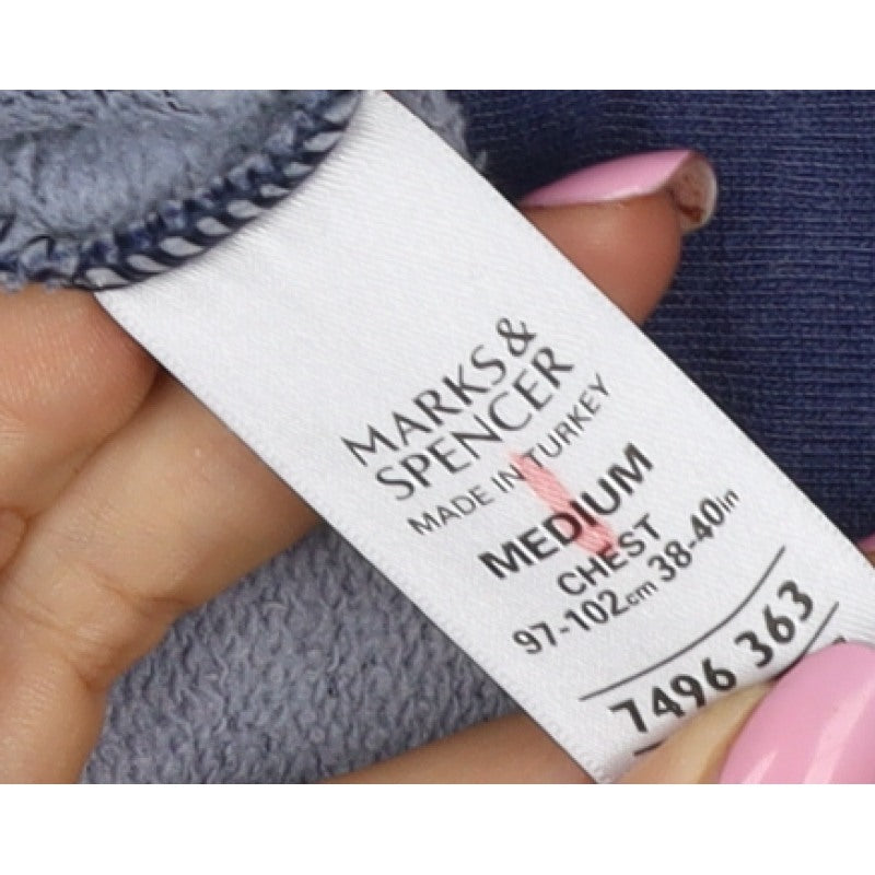 Marks & Spencer Men Blue M Full Zip High Neck Cotton Sweatshirt