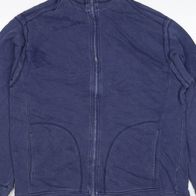 Marks & Spencer Men Blue M Full Zip High Neck Cotton Sweatshirt