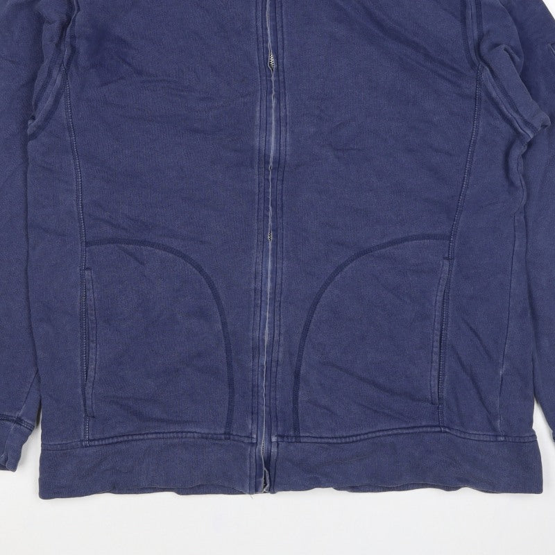 Marks & Spencer Men Blue M Full Zip High Neck Cotton Sweatshirt