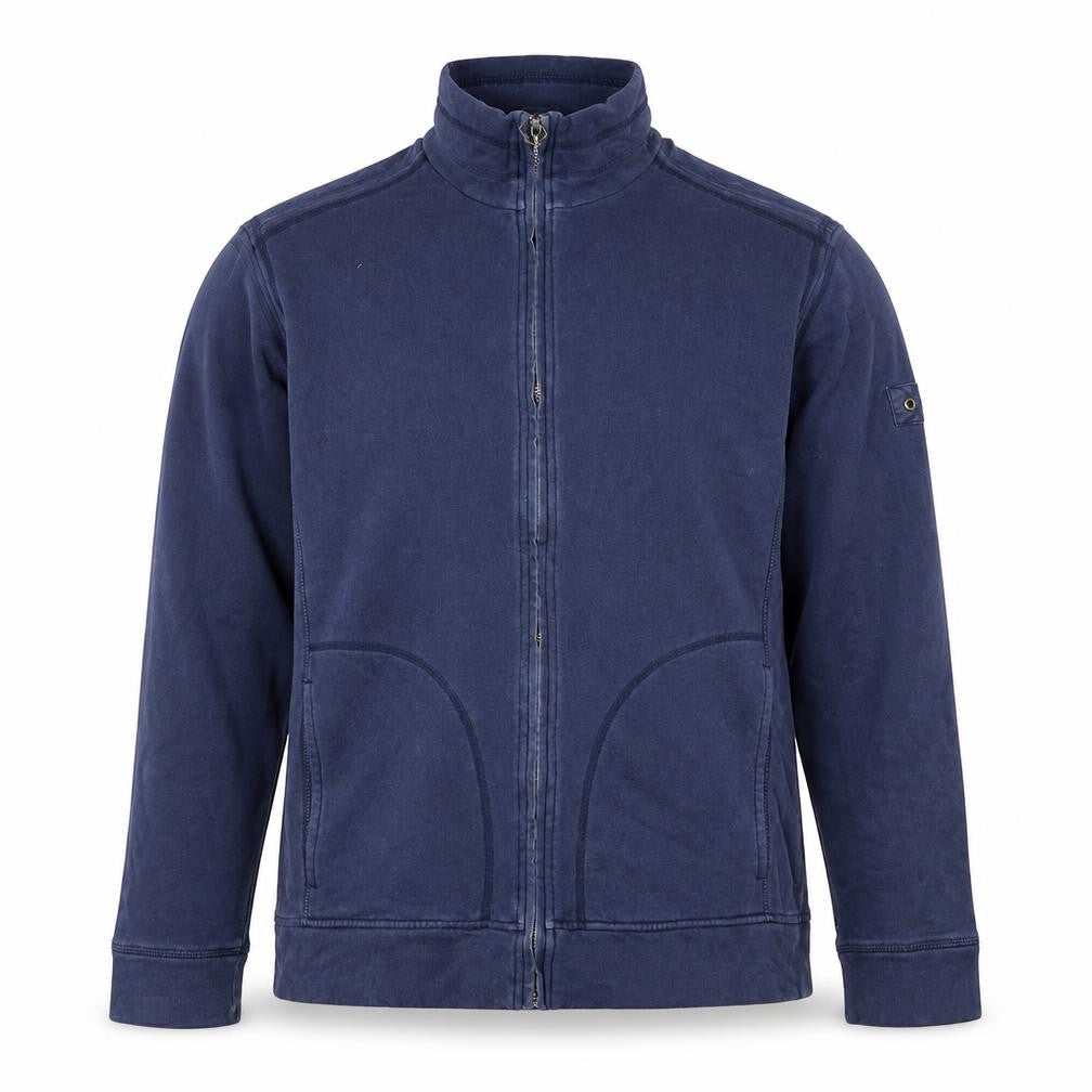 Marks & Spencer Men Blue M Full Zip High Neck Cotton Sweatshirt