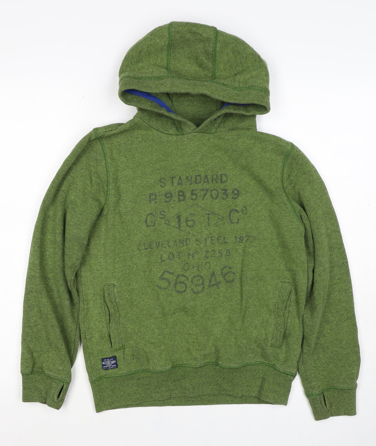 Next Boys Green 11 Years Pullover Hoodie Graphic Print Cotton Blend