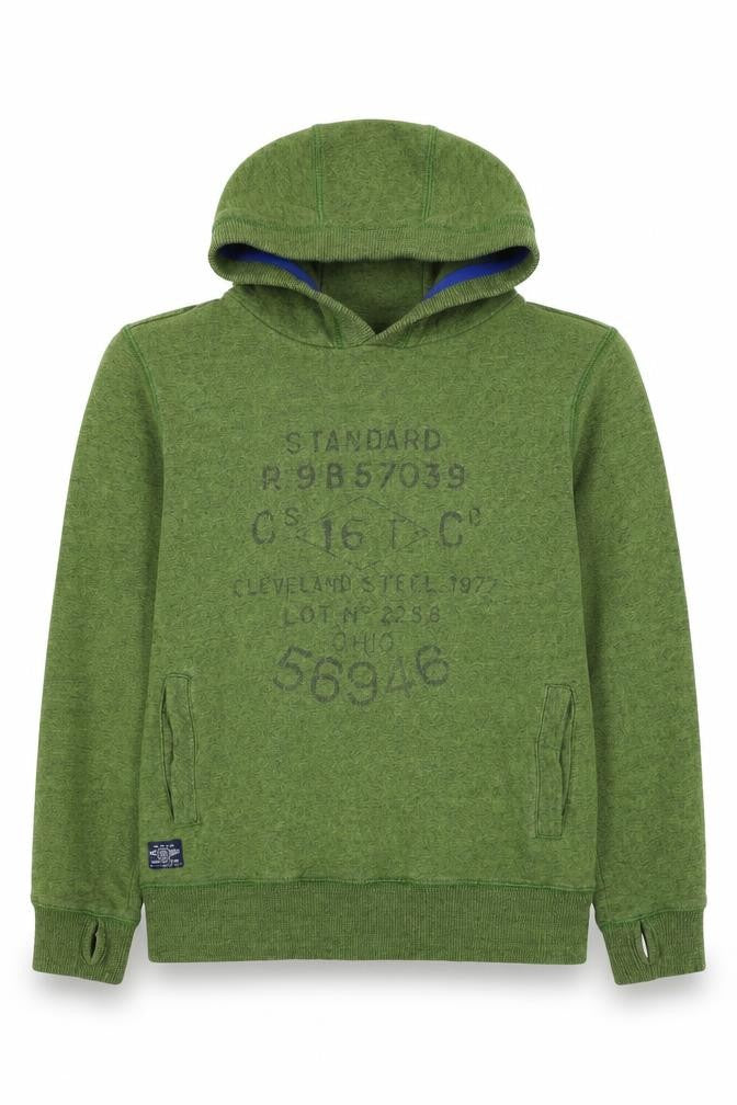 Next Boys Green 11 Years Pullover Hoodie Graphic Print Cotton Blend