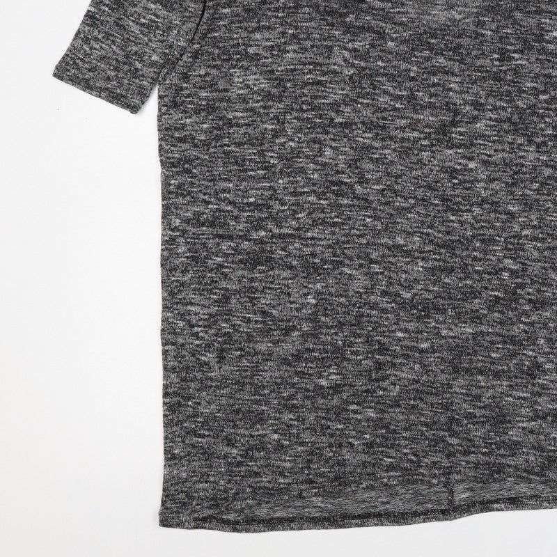 Cynthia Rowley Women Grey Marled XS Basic V-Neck Short Sleeve T-Shirt