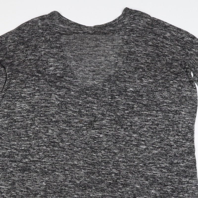 Cynthia Rowley Women Grey Marled XS Basic V-Neck Short Sleeve T-Shirt