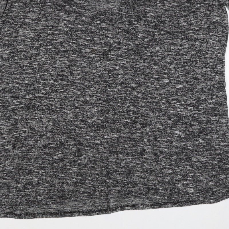 Cynthia Rowley Women Grey Marled XS Basic V-Neck Short Sleeve T-Shirt