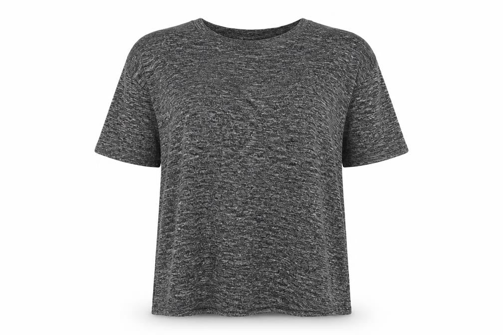 Cynthia Rowley Women Grey Marled XS Basic V-Neck Short Sleeve T-Shirt