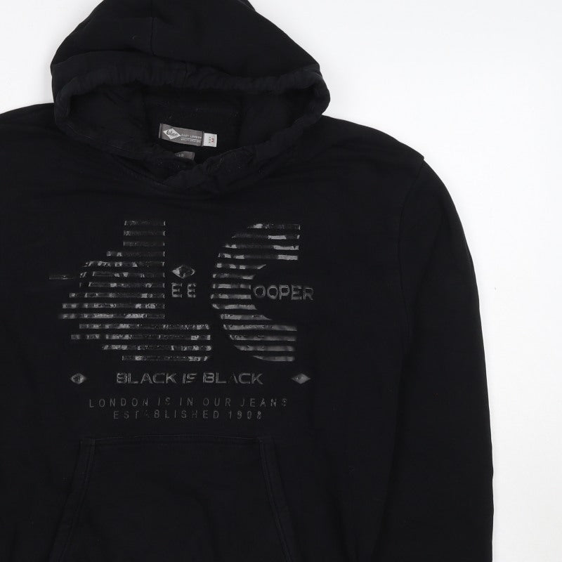 Lee Cooper Men’s Black M Pullover Graphic Logo Hooded Hoodie