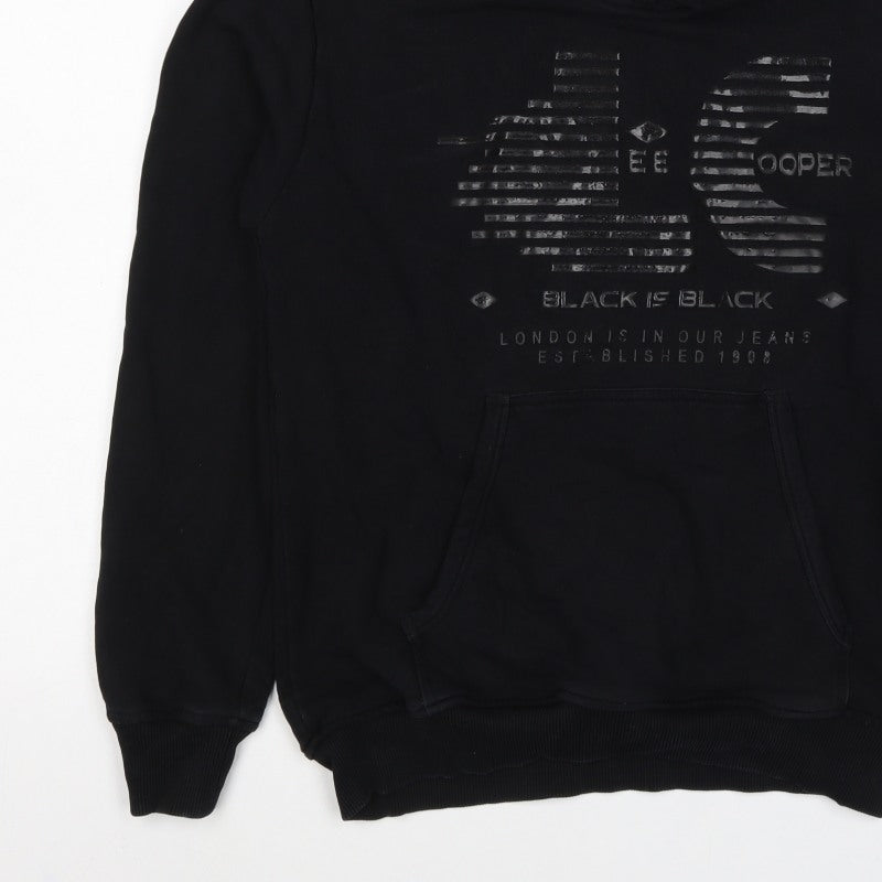 Lee Cooper Men’s Black M Pullover Graphic Logo Hooded Hoodie