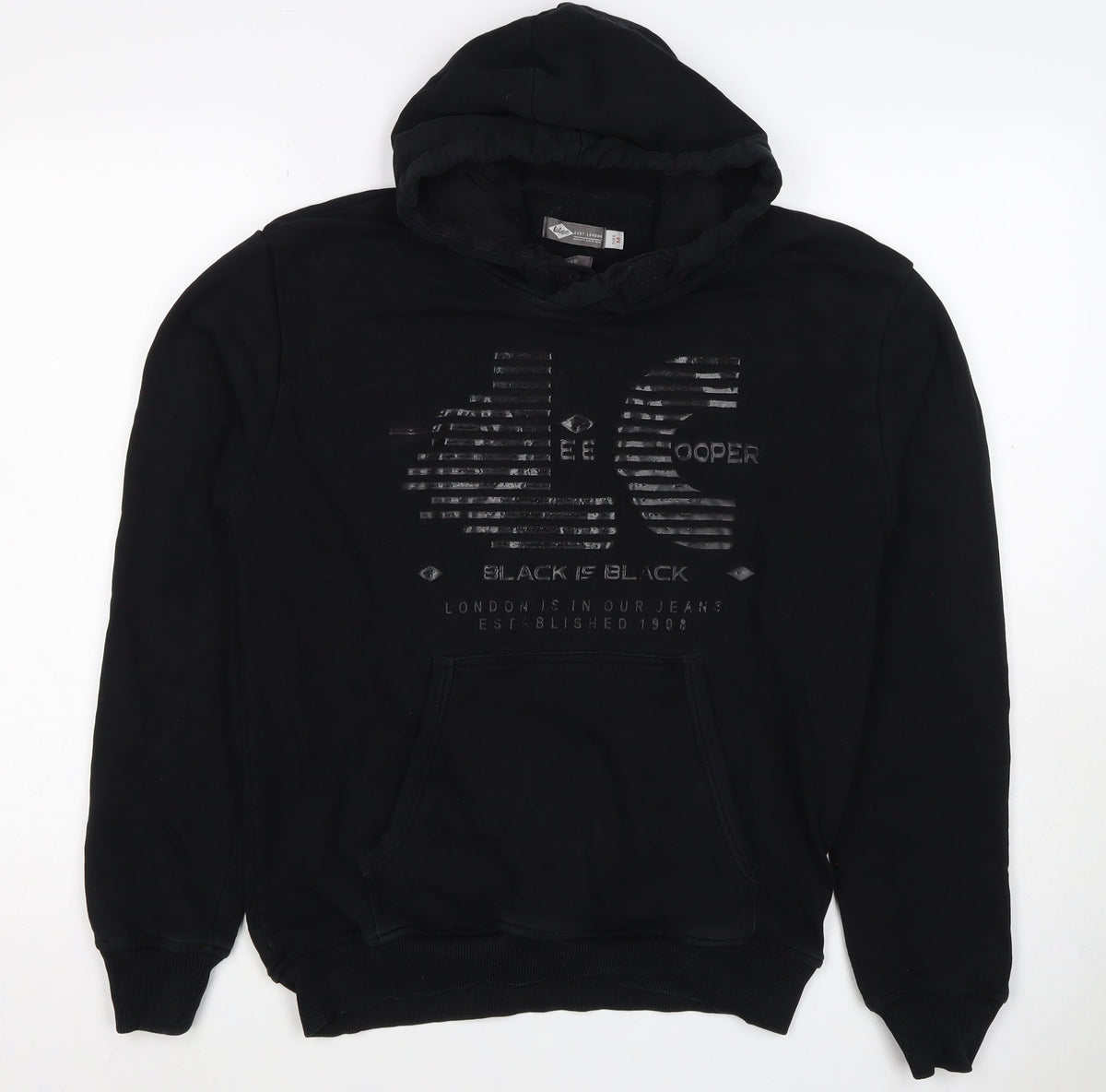 Lee Cooper Men’s Black M Pullover Graphic Logo Hooded Hoodie