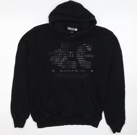 Lee Cooper Men’s Black M Pullover Graphic Logo Hooded Hoodie