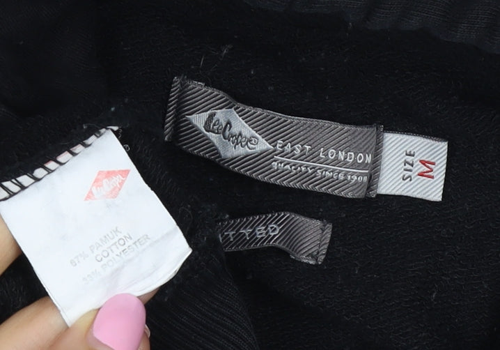 Lee Cooper Men’s Black M Pullover Graphic Logo Hooded Hoodie