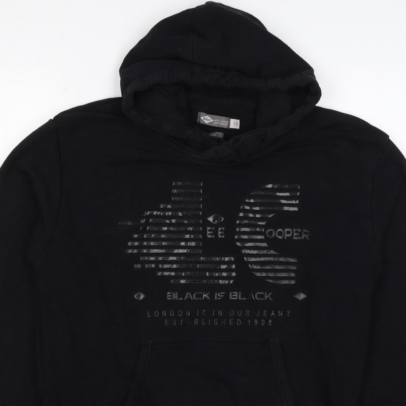 Lee Cooper Men’s Black M Pullover Graphic Logo Hooded Hoodie