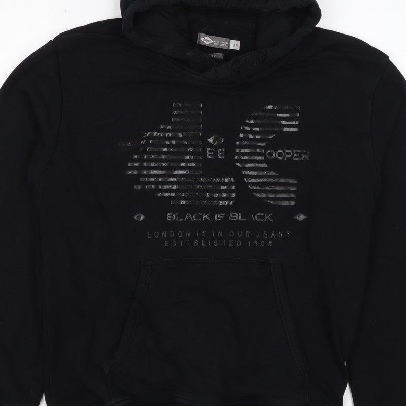 Lee Cooper Men’s Black M Pullover Graphic Logo Hooded Hoodie