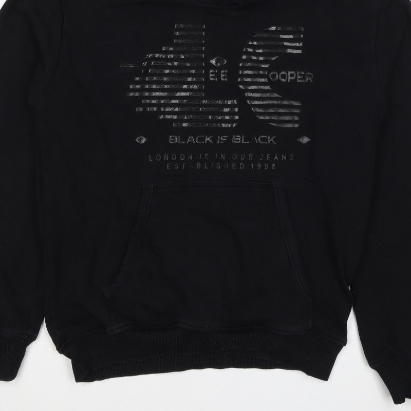 Lee Cooper Men’s Black M Pullover Graphic Logo Hooded Hoodie