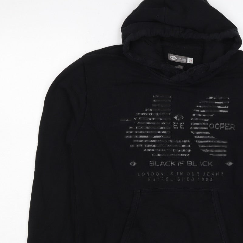 Lee Cooper Men’s Black M Pullover Graphic Logo Hooded Hoodie