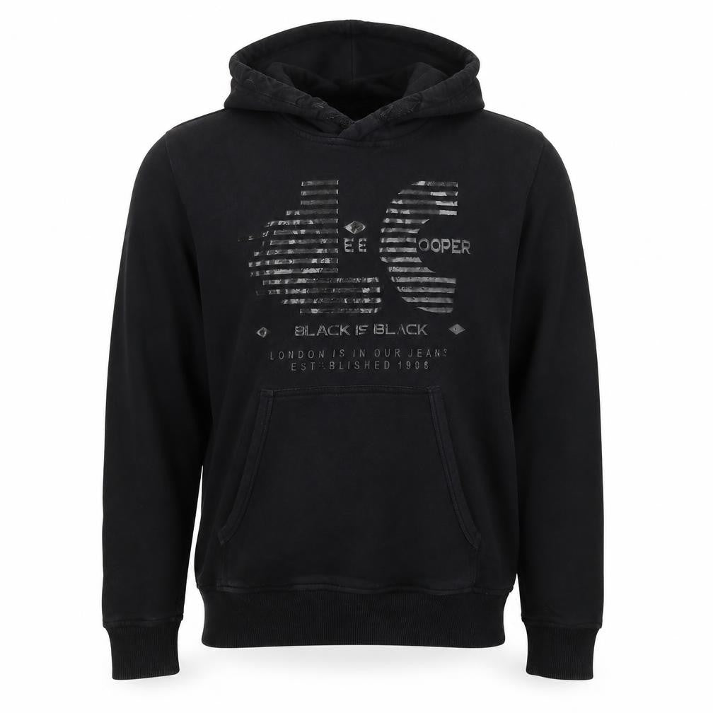 Lee Cooper Men’s Black M Pullover Graphic Logo Hooded Hoodie