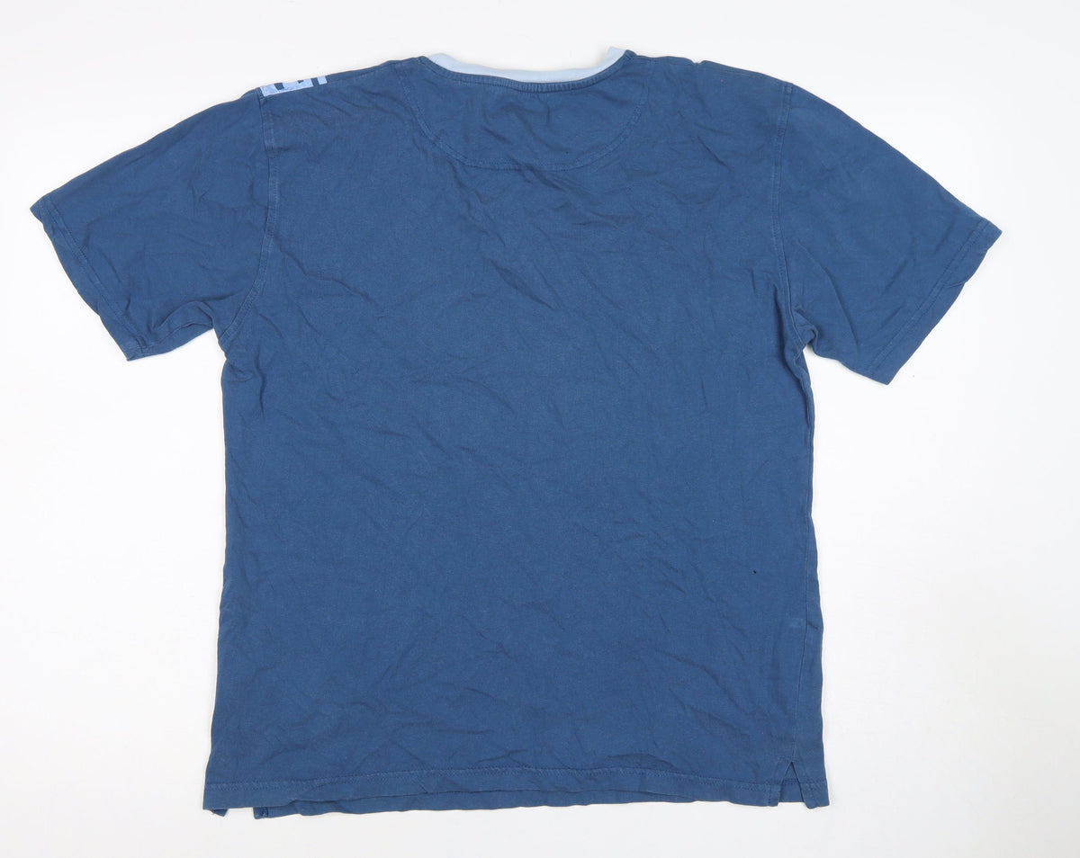 Firetrap Men’s Blue Medium Graphic Print Crew Neck Short Sleeve T-Shirt