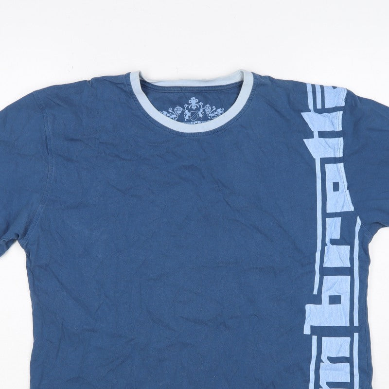Firetrap Men’s Blue Medium Graphic Print Crew Neck Short Sleeve T-Shirt
