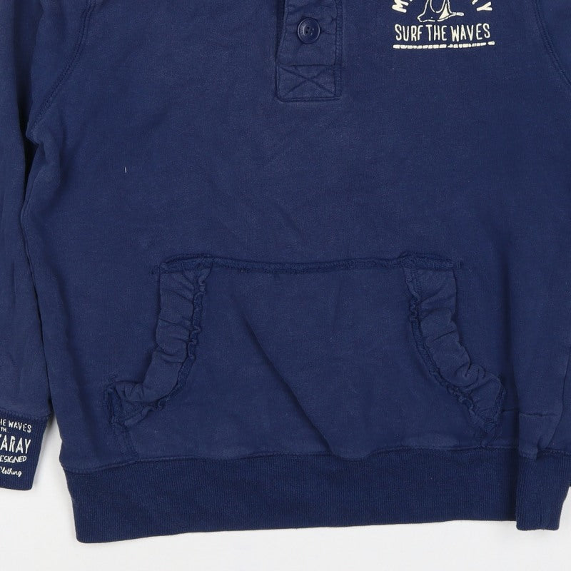 Mantaray Boys Blue 11-12 Years Pullover Hooded Henley Sweatshirt