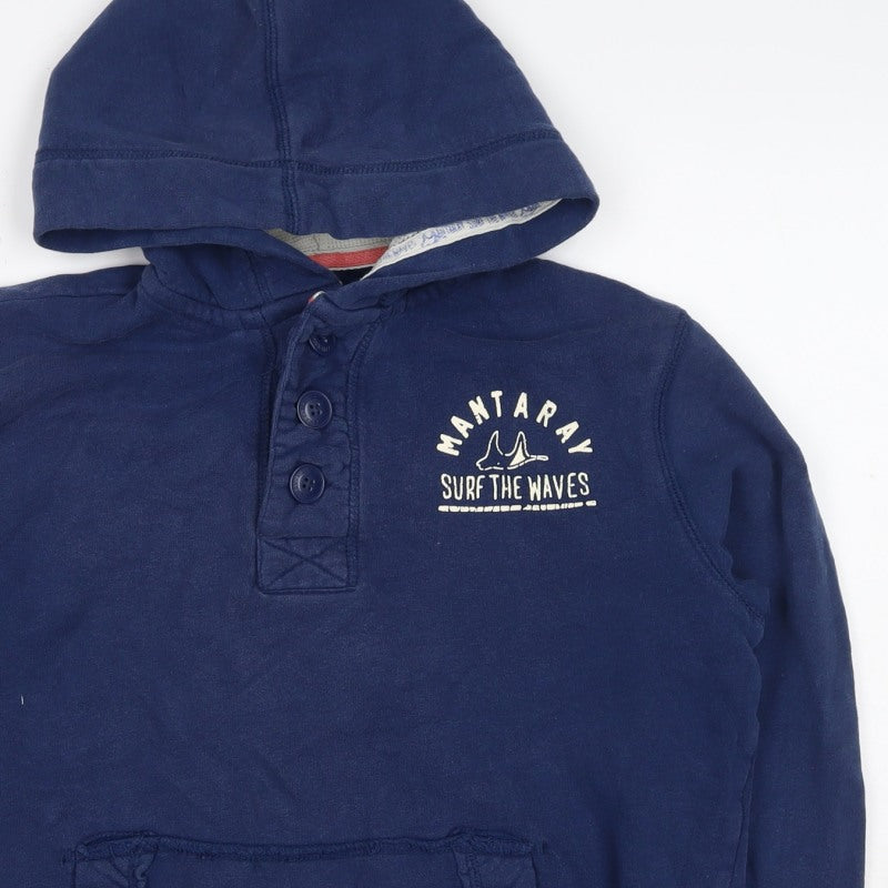 Mantaray Boys Blue 11-12 Years Pullover Hooded Henley Sweatshirt