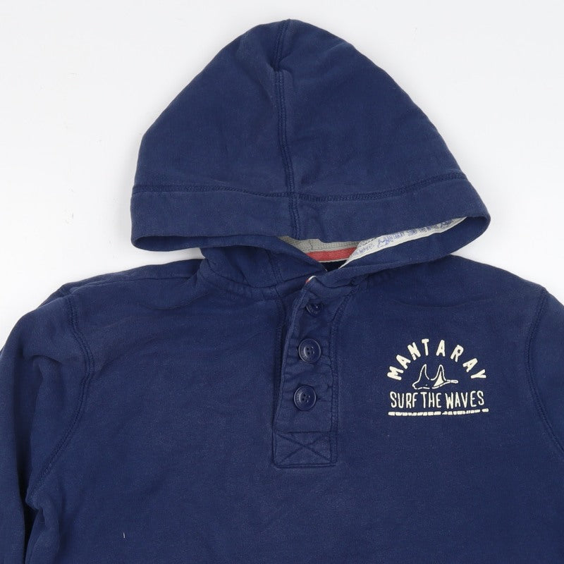 Mantaray Boys Blue 11-12 Years Pullover Hooded Henley Sweatshirt