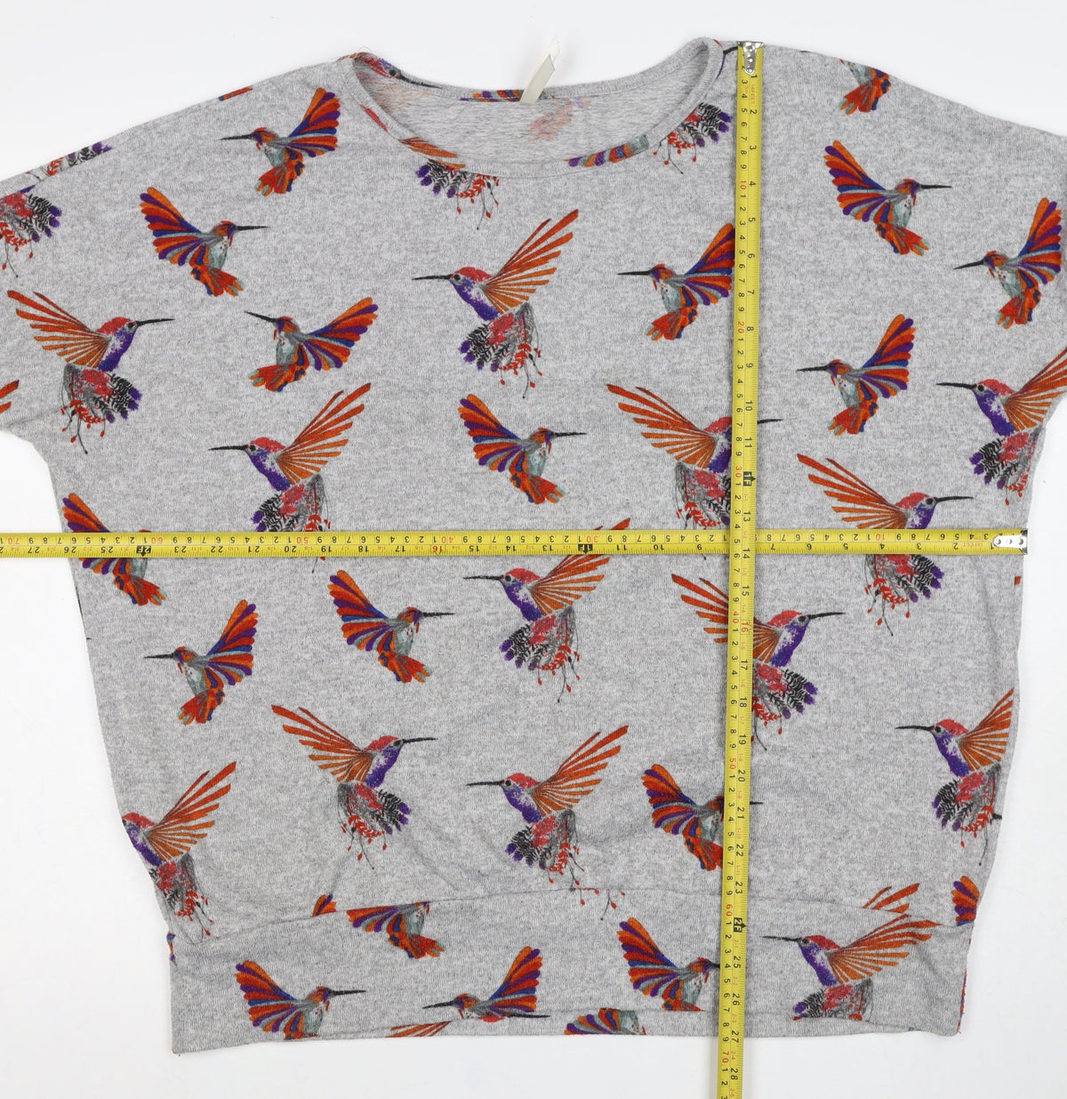 Stella Women Grey Size 14 Hummingbird Print 3/4 Sleeve Jersey T-Shirt