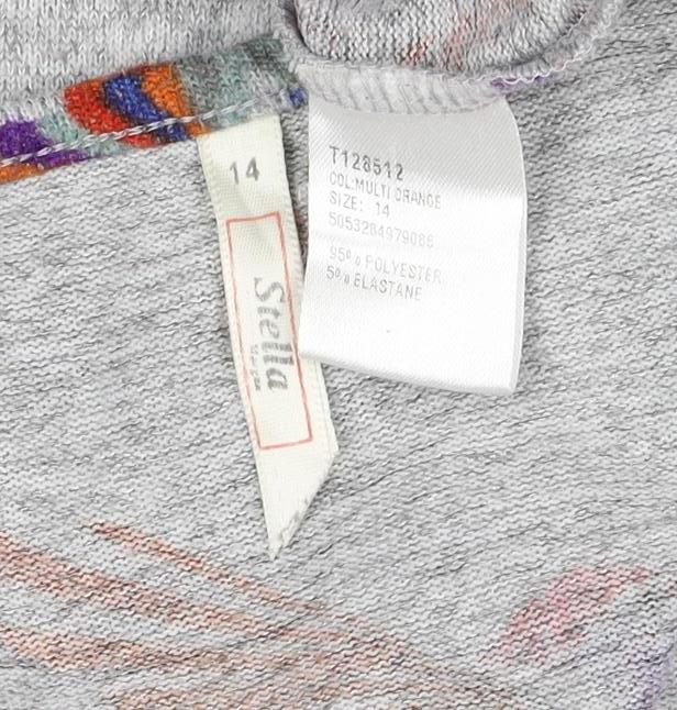 Stella Women Grey Size 14 Hummingbird Print 3/4 Sleeve Jersey T-Shirt