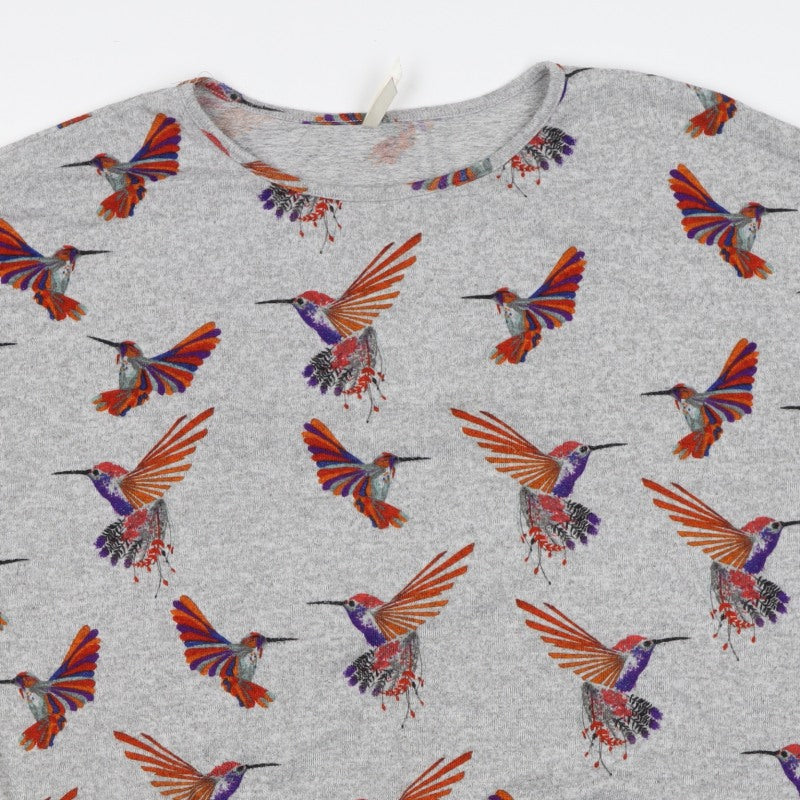 Stella Women Grey Size 14 Hummingbird Print 3/4 Sleeve Jersey T-Shirt