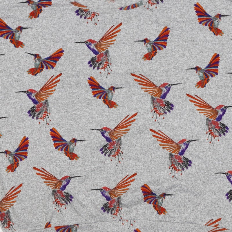 Stella Women Grey Size 14 Hummingbird Print 3/4 Sleeve Jersey T-Shirt