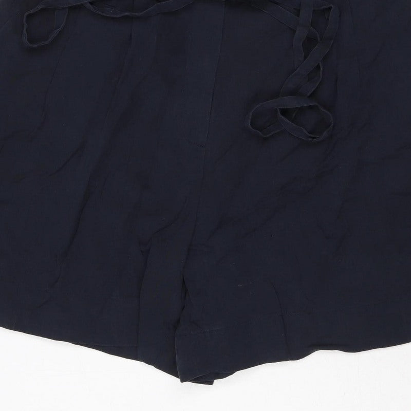 Zara Woman Blue Size 10 High Rise Lyocell Sailor Shorts
