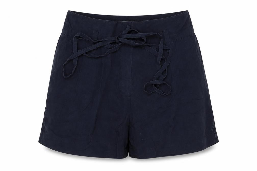 Zara Woman Blue Size 10 High Rise Lyocell Sailor Shorts