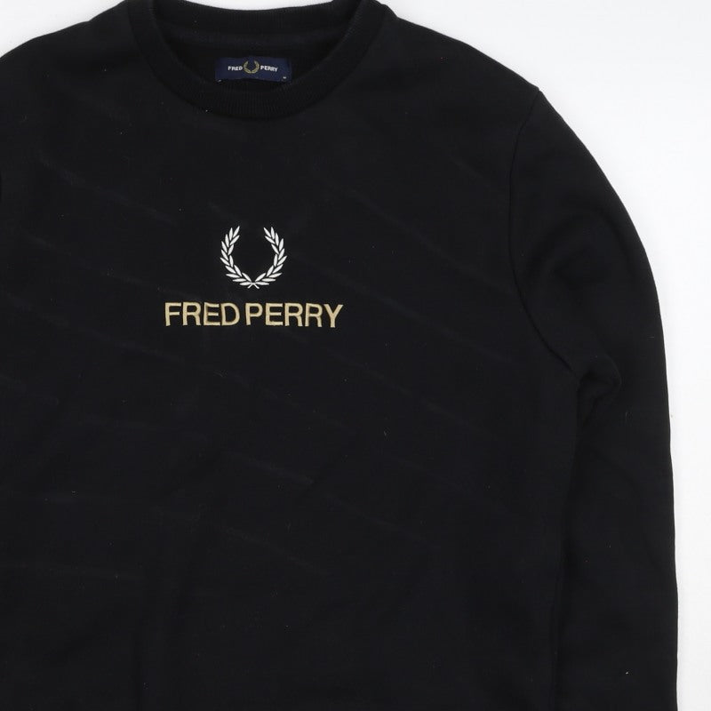 Fred Perry Men’s Black M Crew Neck Logo Graphic Pullover Sweatshirt