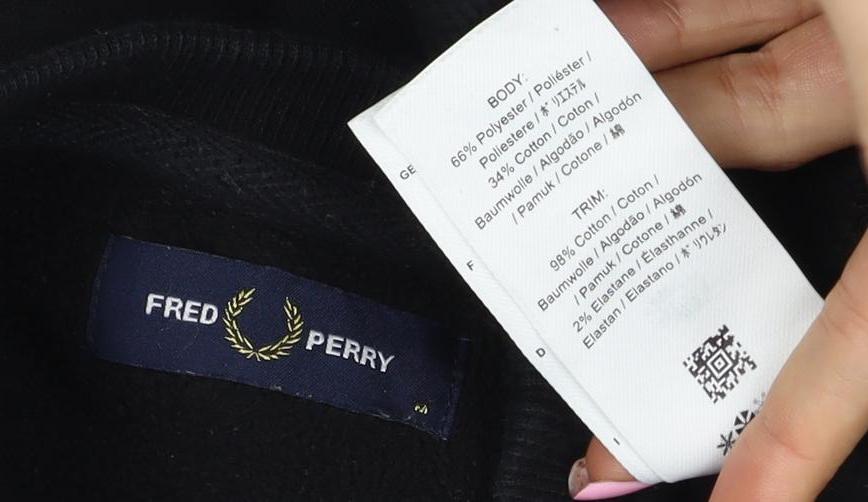 Fred Perry Men’s Black M Crew Neck Logo Graphic Pullover Sweatshirt
