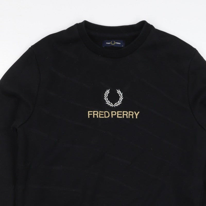 Fred Perry Men’s Black M Crew Neck Logo Graphic Pullover Sweatshirt